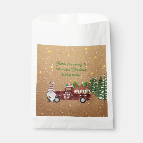 Red Truck and Gnomes Christmas Party  Favor Bag