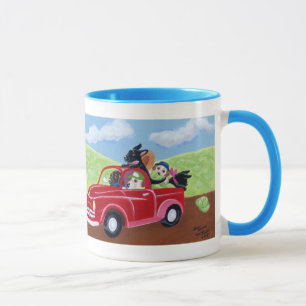Red Truck and Labradors Painting Mug