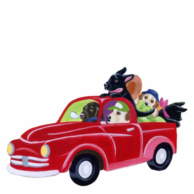 Red Truck and Labs Cutout (Front)