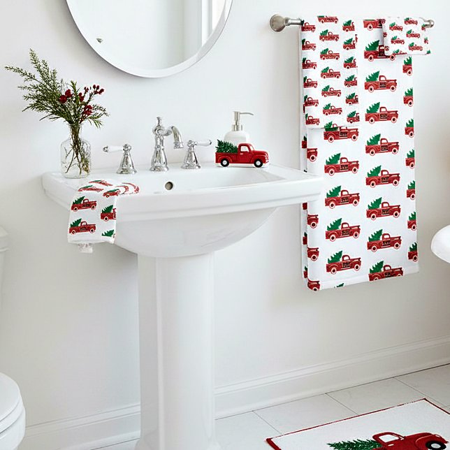 Red truck and tree bath towel set (Creator Uploaded)