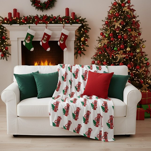 Red truck and tree fleece blanket (Creator Uploaded)