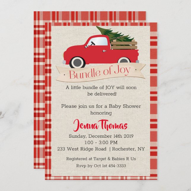 Red Truck Baby Shower Invitation (Front/Back)
