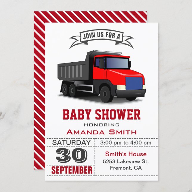 Red Truck Baby Shower Invitation (Front/Back)