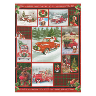 Red Truck Blanket Red Truck Gift, Merry Christmas Tablecloth