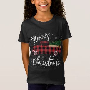 Red Truck Buffalo Plaid Merry Christmas T-Shirt