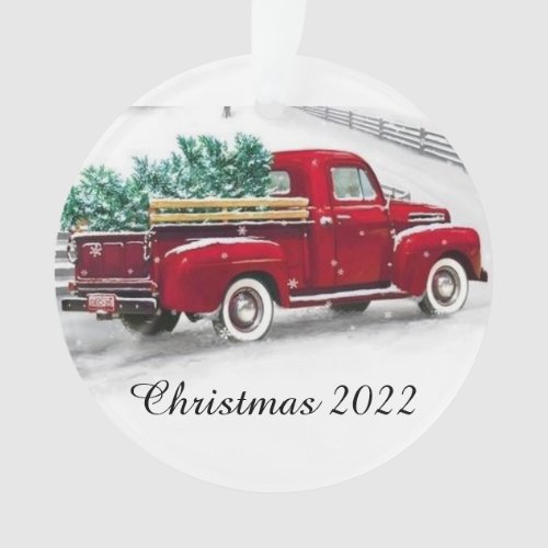 Red truck Christmas Acrylic Ornament