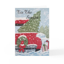 Red truck Christmas card