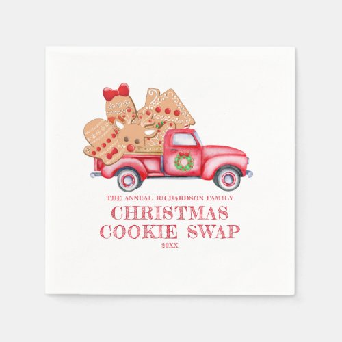 Red Truck Christmas Cookie Swap Napkins