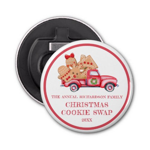 Red Truck Christmas Cookie Swap Party Favor Bottle Opener