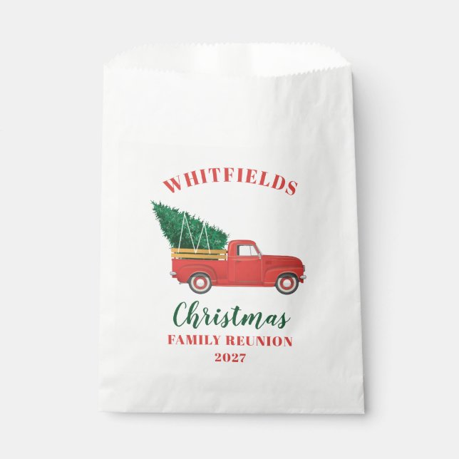 Red Truck Christmas Family Reunion Custom Favor Bag (Front)