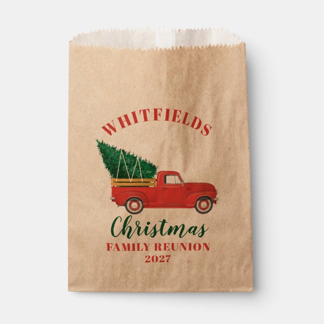 Red Truck Christmas Family Reunion Custom Favor Bag (Front)
