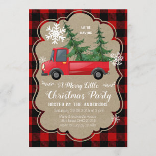 Red Truck Christmas Holiday Party Invitation