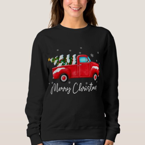 Red Truck Christmas Lights Santa Vintage Xmas Sweatshirt