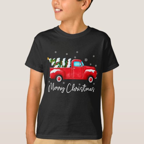 Red Truck Christmas Lights Santa Vintage Xmas T_Shirt