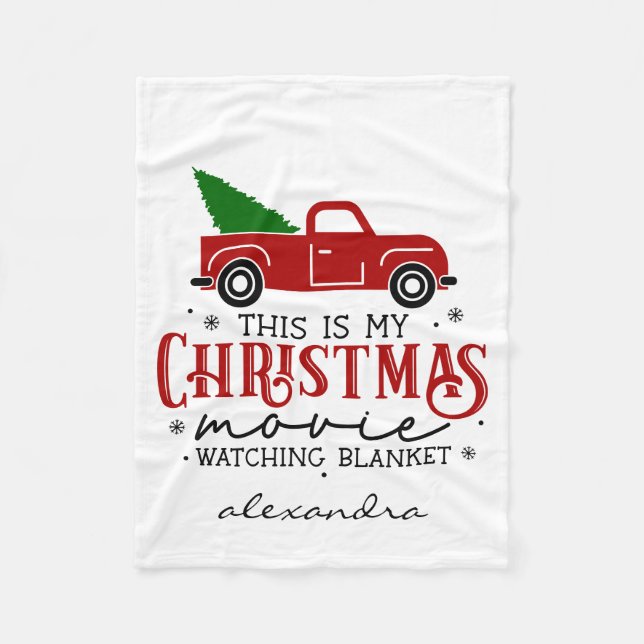 Red Truck Christmas Movie Watching Blanket Name  (Front)