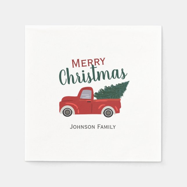 Red Truck Christmas Napkins (Front)