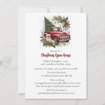 Red Truck Christmas Open House Invitation