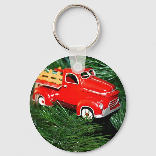 Red Truck Christmas  Ornament  2 Keychain (Front)