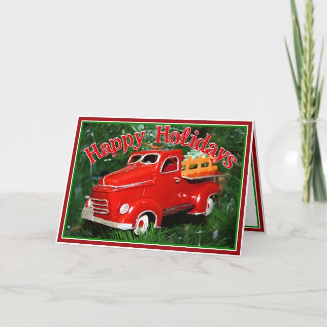 Red Truck Christmas  Ornament (4) Holiday Card (Front)