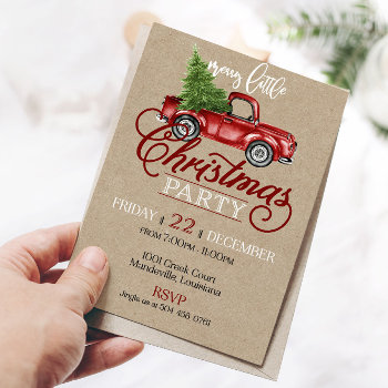 Red Truck Christmas Party Invitation by SugSpc_Invitations at Zazzle