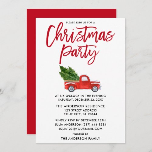 Red Truck Christmas Party Invitation Script