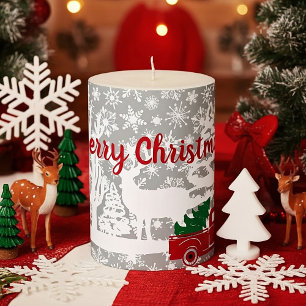 Red truck Christmas Pillar Candle