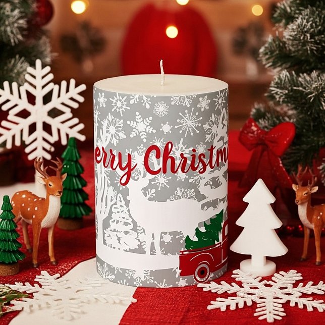 Red truck Christmas Pillar Candle (Creator Uploaded)