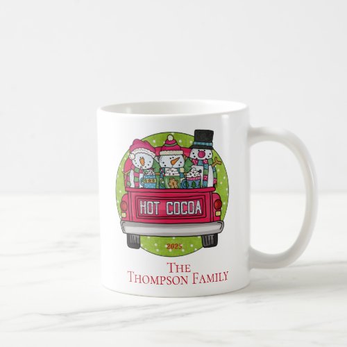  Red Truck Christmas Snowmen Hot Chocolate Name  Coffee Mug