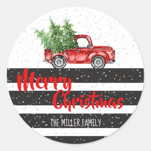 Red Truck Christmas Stickers