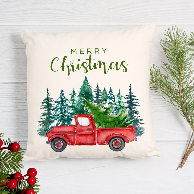 Red Truck Christmas  Throw Pillow (Creator Uploaded)