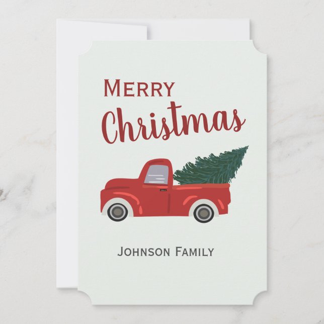 Red truck Christmas tree Card (Front)