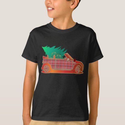 Red Truck Christmas Tree _ Holiday Plaid Car Graph T_Shirt