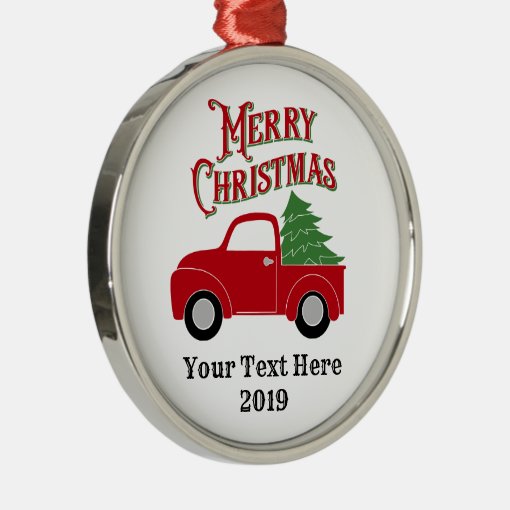 Red Truck Christmas Tree Personalized Ornament 