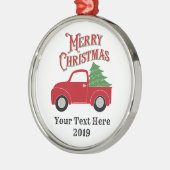 Red Truck Christmas Tree Personalized Ornament | Zazzle