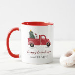 Red Truck Christmas Tree Snow Man Name Holiday Mug<br><div class="desc">Red Truck Christmas Tree with Snow Man Your Name Holiday Mug. Perfect as a Christmas or end of year holiday gift for friends and colleagues.</div>