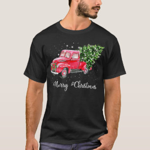 Red Truck Christmas Tree Vintage Red Pickup Truck T-Shirt