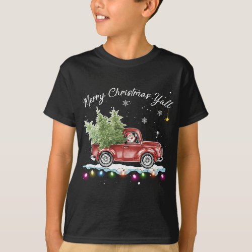 Red Truck Christmas Vintage Merry Christmas Yall T_Shirt