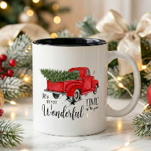 Red Truck Christmas Watercolor Tree And Elegant