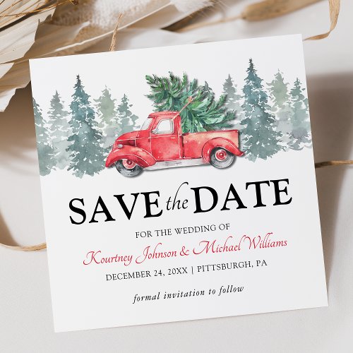 Red Truck Christmas Wedding Save the Date