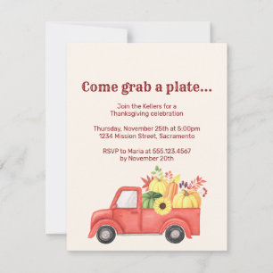 Red Truck Country Style Pumpkin Fall Thanksgiving Invitation