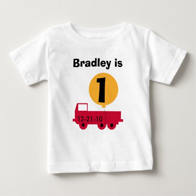 Red Truck Customizable Birthday Tshirts (Front)