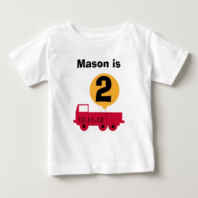 Red Truck Customizable Birthday Tshirts (Front)