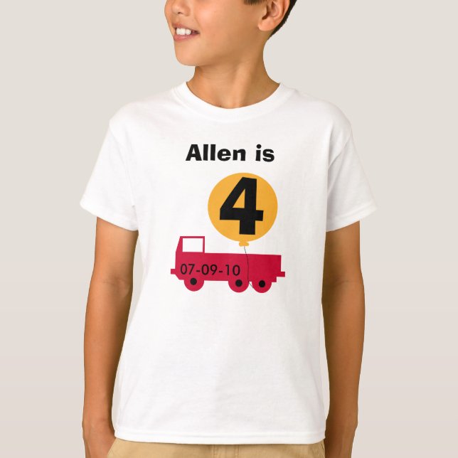 Red Truck Customizable Birthday Tshirts (Front)