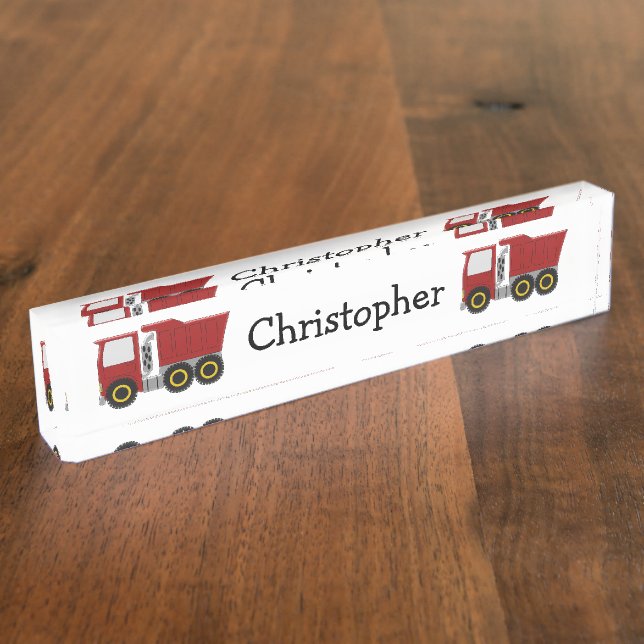 Red Truck Design Desk Name Plate (Side)