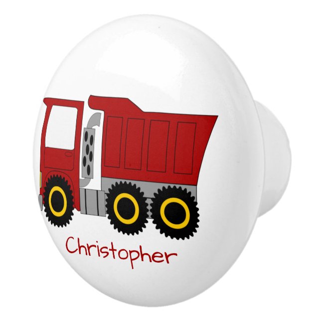 Red Truck Design Personalised Ceramic Knob (Right)