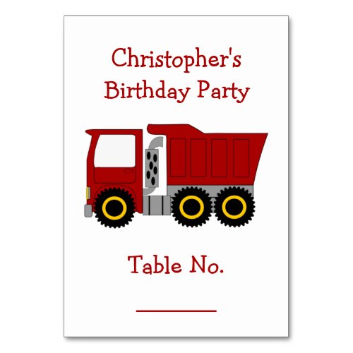 Red Truck Design Personalised Table Number