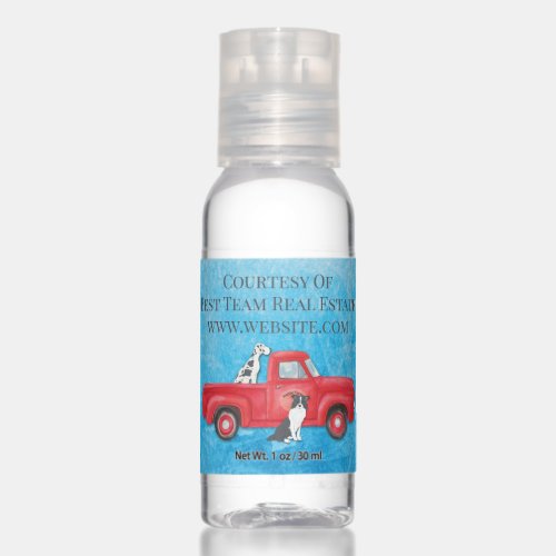 Red Truck Dog Business Customer Client Courtesy Hand Sanitizer