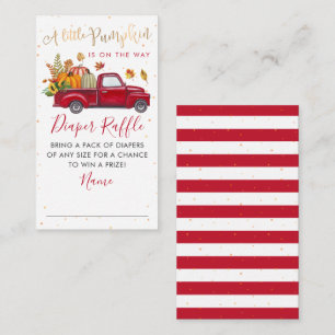 Red Truck Fall Pumpkin Baby Shower Diaper Raffle Enclosure Card