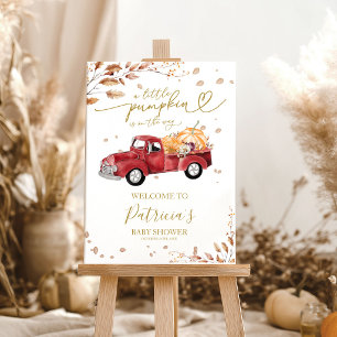 Red Truck Fall Pumpkin Baby Shower Welcome Sign