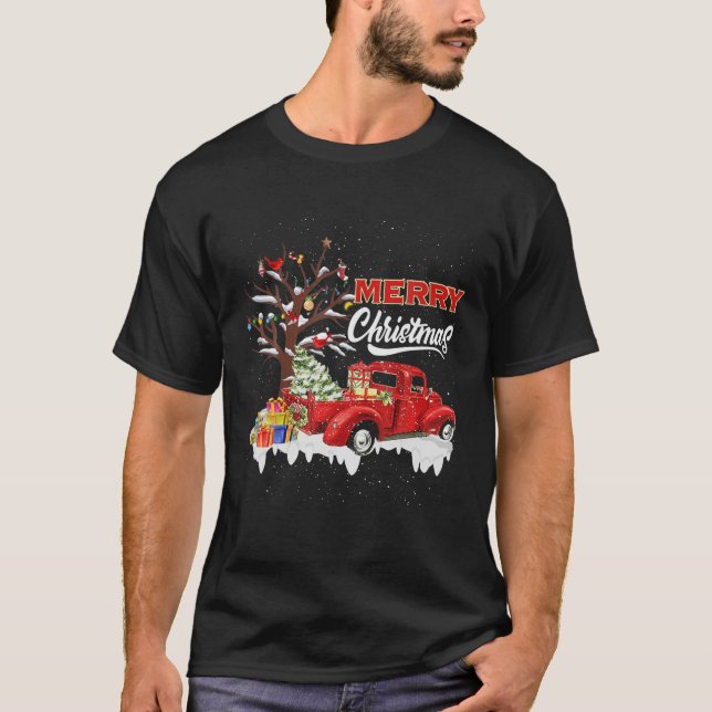 Red Truck Family Matching Christmas Pajamas Tree L T-Shirt (Front)